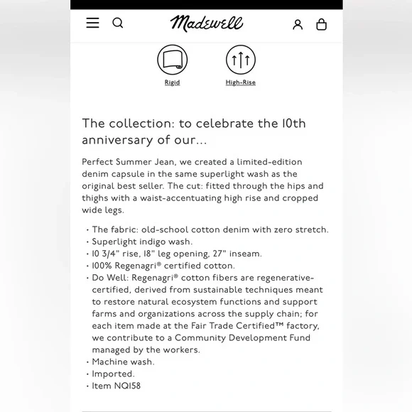 Madewell The Perfect Vintage Wide-Leg Crop Jean size 32 - Picture 12 of 15